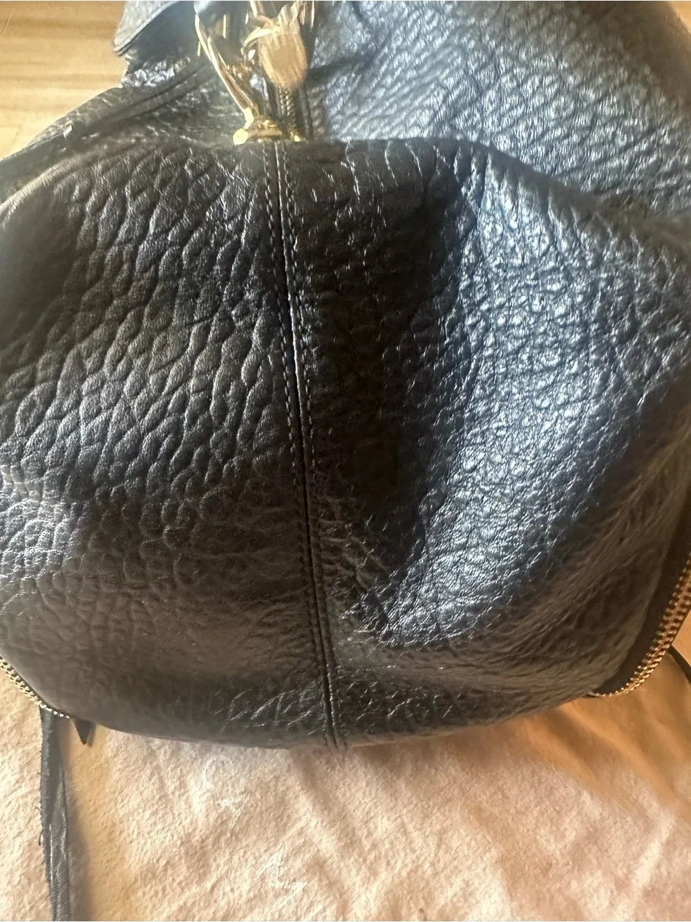 Rebecca Minkoff Julian Black Leather Backpack with Gold-Tone Hardware